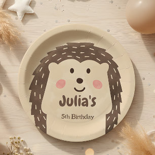 Einfache Aquarell-Igel Geburtstag Pappteller
