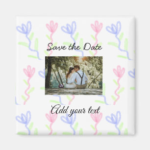 Einfache Aquarell-Rosa blaue Blume Save-the-Date  Magnet