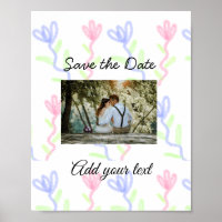 Einfache Aquarell-Rosa blaue Blume Save-the-Date