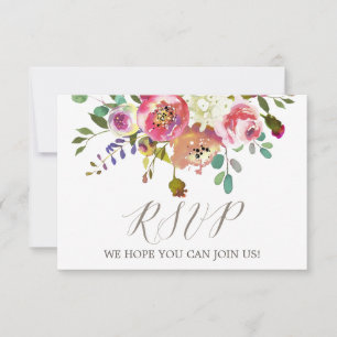 Einfache Aquarell-Sträuße-Website-RSVP-Karte RSVP Karte