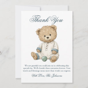 Einfache Aquarell-Teddybär-Baby-Shower-Dankeschön- Einladung