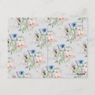 Einfache Aquarell-Wildblumenstrauß Flora-Hochzeit Postkarte