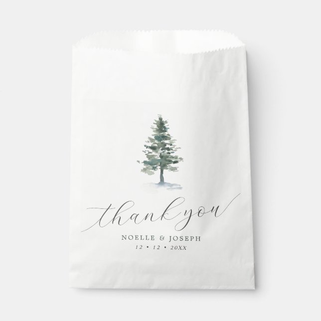 Einfache Aquarellbaum Vielen Dank für Ihre Hochzei Geschenktütchen (Vorderseite)