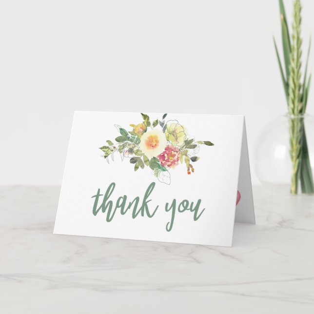 Einfache Aquarellblume minimalistisch staubige Ros Dankeskarte (Vorderseite)