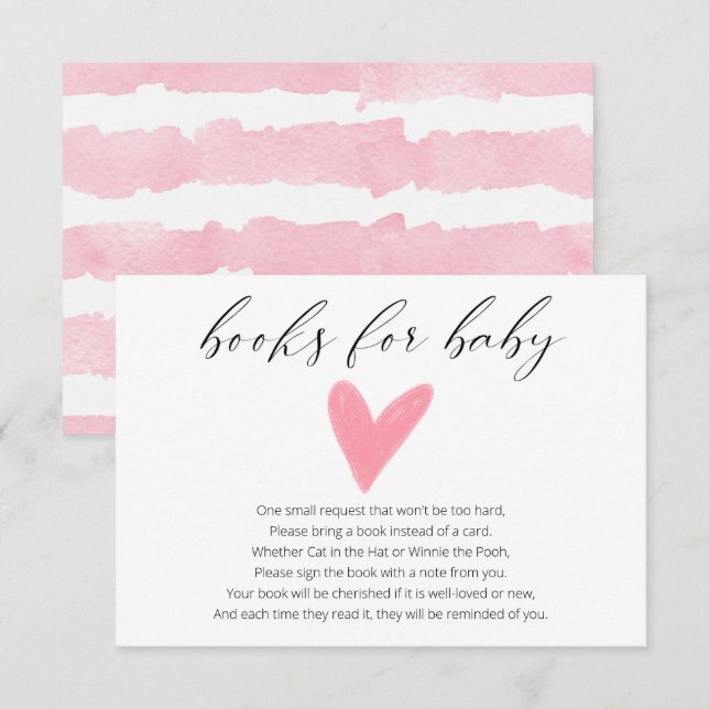 Einfache Aquarellbücher für kleine Mädchen in Rosa Begleitkarte (Vorne/Hinten)