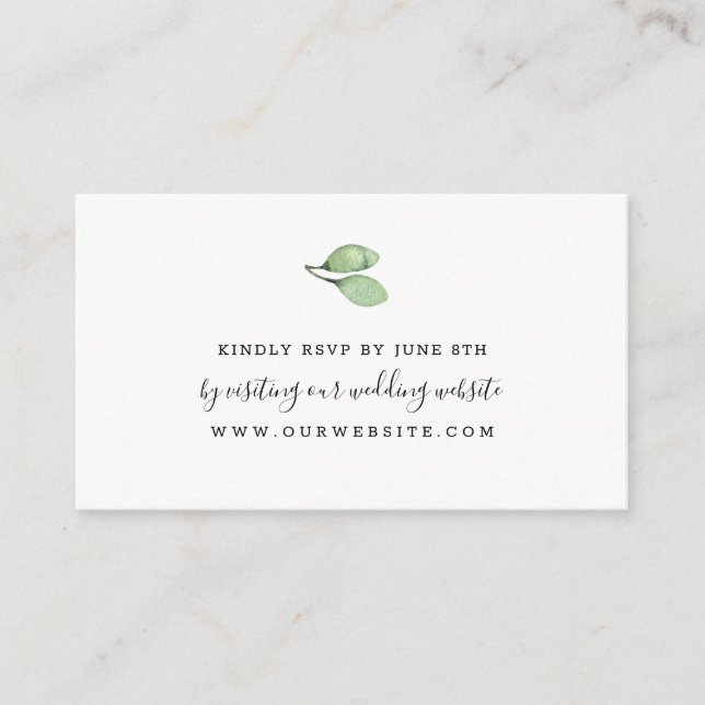 Einfache Aquarellenhochzeit RSVP online Begleitkarte (Vorderseite)