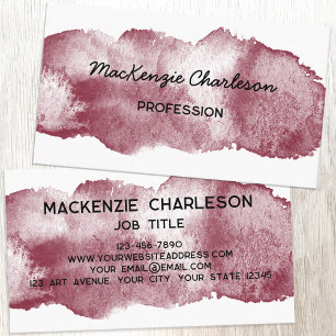 Einfache Aquarellfarbe Pinsel Burgundy Visitenkarte
