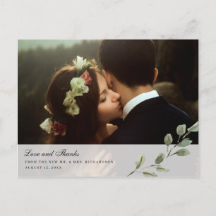 Einfache Aquarellfarben-Blätter   Wedding Foto Vie Postkarte