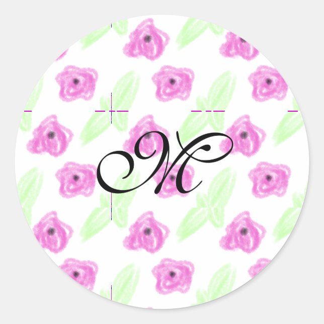 Einfache Aquarellfarben-Rosa-Blume Runder Aufkleber (Vorderseite)