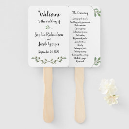 Einfache Aquarellgrün und Skript | Hochzeit Fächer