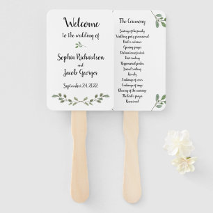 Einfache Aquarellgrün und Skript Hochzeit Fächer