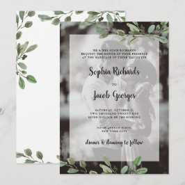 Einfache Aquarellgrüne | Foto Hochzeit Einladung