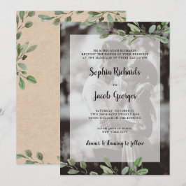 Einfache Aquarellgrüne | Kraft Foto Wedding Einladung