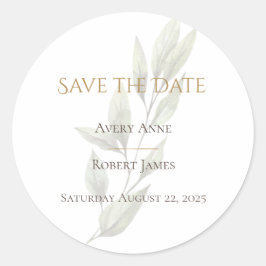 Einfache Aquarellgrüne Moderne Save the Date Runder Aufkleber