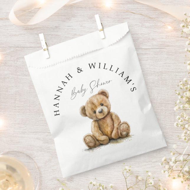 Einfache Aquarellteddy-Bärendusche Geschenktütchen (Ausgeschnitten)