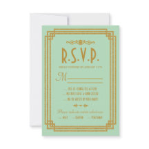 Einfache Art Deco Mint Hochzeitskarten