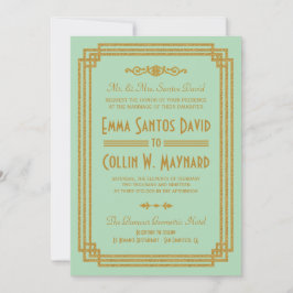 Einfache Art Deco Mint Wedding Einladungen