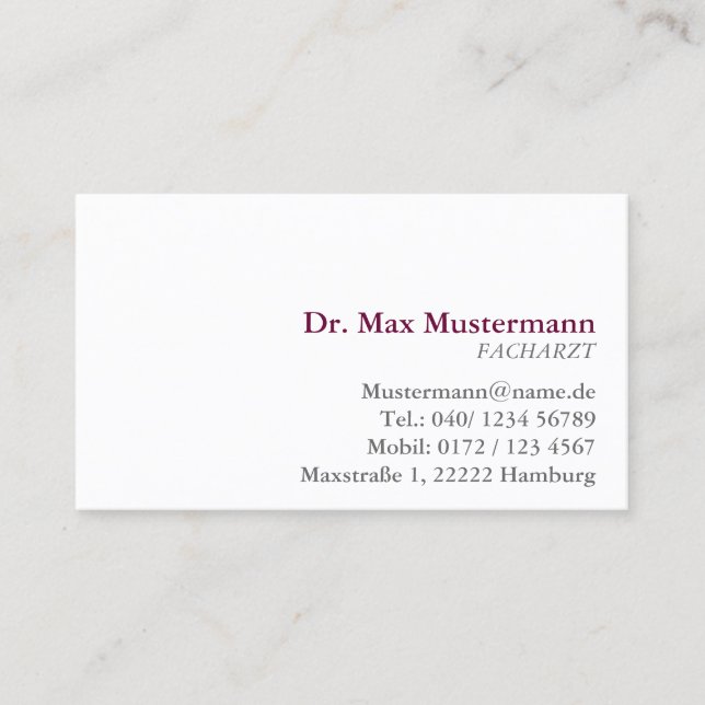 einfache Arzt Visitenkarte (Vorderseite)