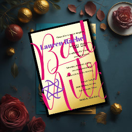 Einfache Atemberaubende Bat Mitzvah Typografie Folieneinladung