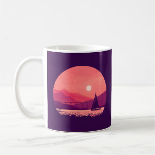 Einfache Atemberaubende Landschaft Sonnenuntergang Kaffeetasse