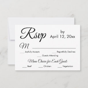 Einfache Auswahl an eleganten Skriptmenüs für Hoch RSVP Karte