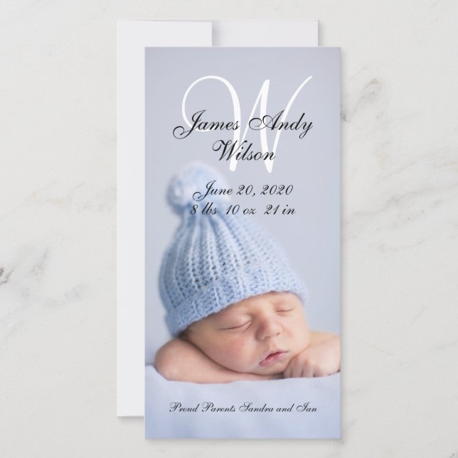 Einfache Baby Birth Announcement Foto Card Ankündigung (Vorderseite)