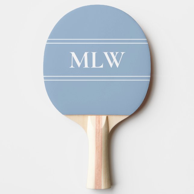 Einfache Baby Blue und Weiß Mit Monogramm Tischtennis Schläger (Vorderseite)
