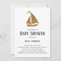 Einfache Baby Dusche Imitats Gold Glitzer Sailboat