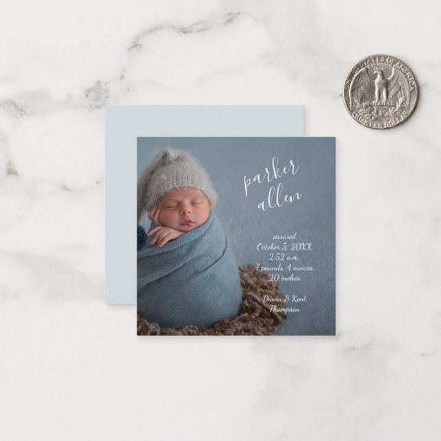 Einfache Baby-Foto-Ankündigung Mitteilungskarte (Vorderseite/Rückseite Beispiel)
