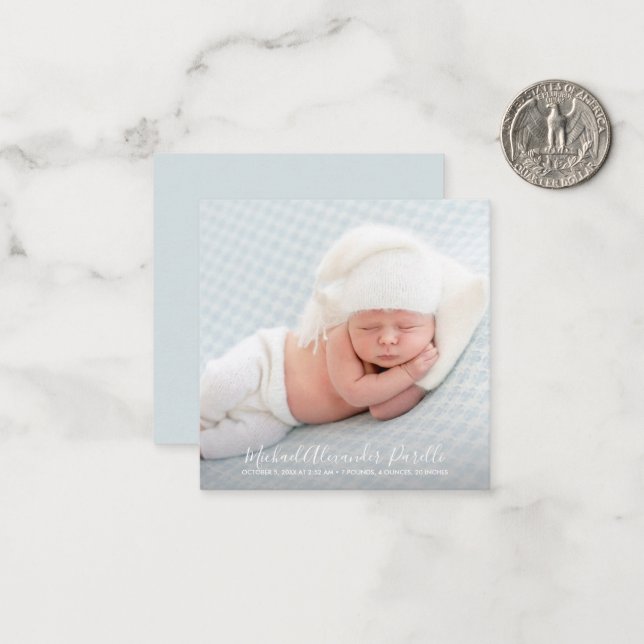 Einfache Baby-Foto-Ankündigung Mitteilungskarte (Vorderseite/Rückseite Beispiel)