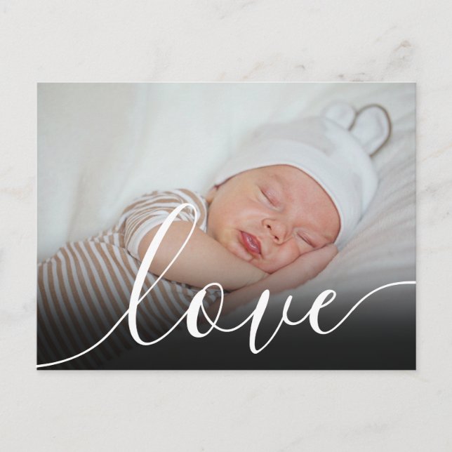 Einfache Baby Foto Script Geburtserklärung Postkarte (Vorderseite)