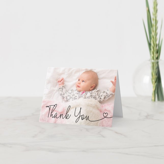 Einfache Baby Girl-Geburt Moderne Dusche Danke Ankündigung (Vorderseite)