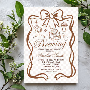 Einfache Baby Is Brewing Doodle Coffee Baby Shower Einladung