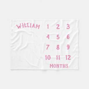 Einfache Baby Milestone Monatlich Pink Baby Blanke Fleecedecke