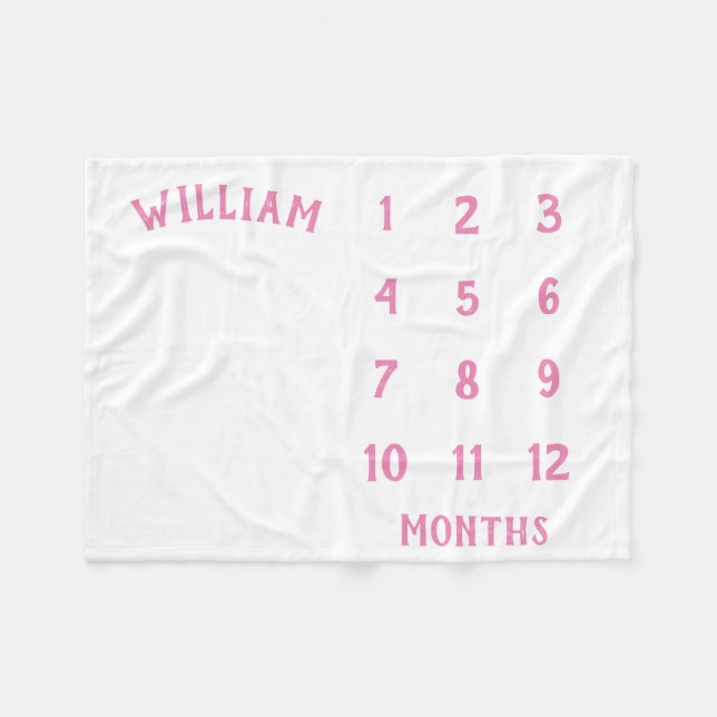Einfache Baby Milestone Monatlich Pink Baby Blanke Fleecedecke (Vorderseite (Horizontal))