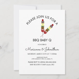 Einfache Baby-Shower-BBQ-Baby-Q-Spieße Einladung