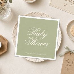 Einfache Baby Shower Party in sanftem Salbeigrün Serviette