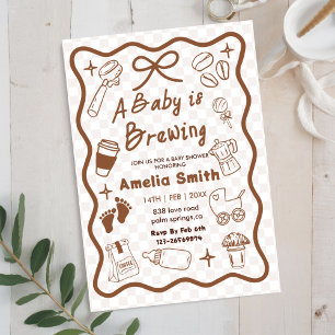 Einfache Babybrauerei Doodle Kaffee Baby Shower I Einladung