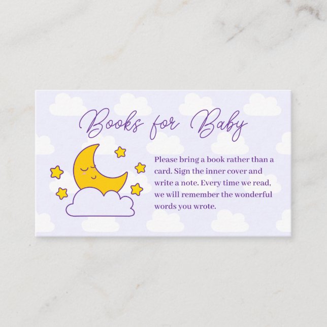 Einfache Babyduschbücher auf dem Mond Begleitkarte (Vorderseite)