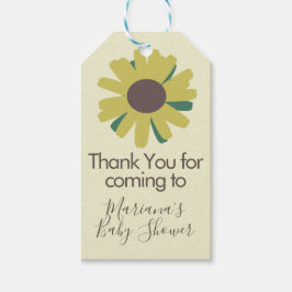 Einfache Babydusche Sonnenblumen Grünpflanzen Geschenkanhänger