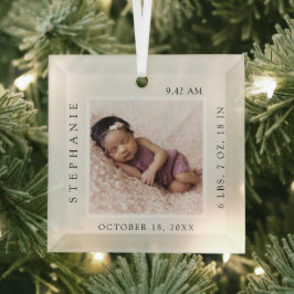 Einfache Babyname und Geburtsstaten Foto Keepake Ornament Aus Glas