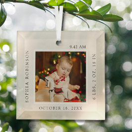 Einfache Babyname und Geburtsstaten Foto Keepake Ornament Aus Glas