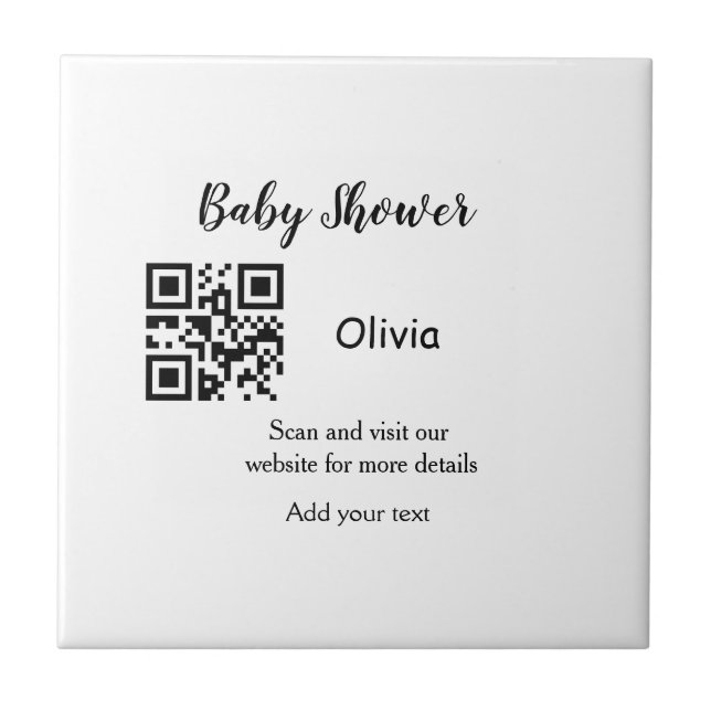 Einfache Babyparty-Website Barcode QR Name hinzufü Fliese (Vorderseite)