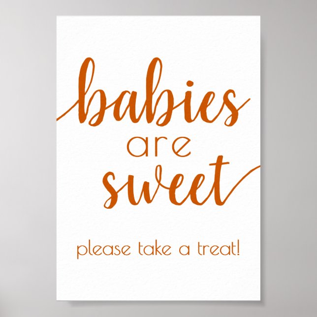 Einfache Babys sind süß | Fall Orange Duschzeichen Poster (Vorne)