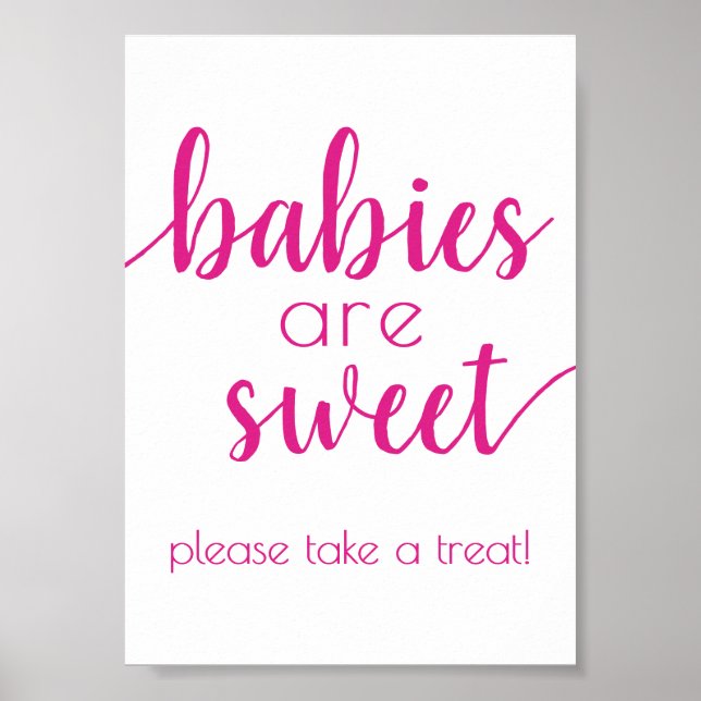 Einfache Babys sind süß | Hot Pink Dusche Zeichen Poster (Vorne)