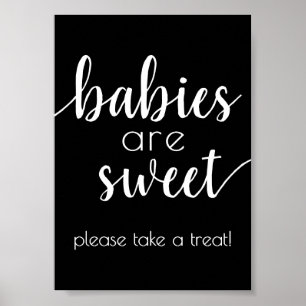 Einfache Babys sind süß Schwarzes Skript-Duschze Poster