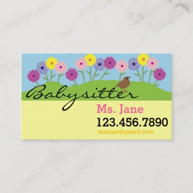 Einfache Babysitter-Kindermädchen-Visitenkarte Visitenkarte (Vorderseite)