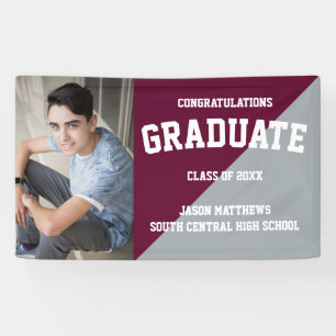 Einfache Banner für ein Foto Burgundy Gray Abschlu