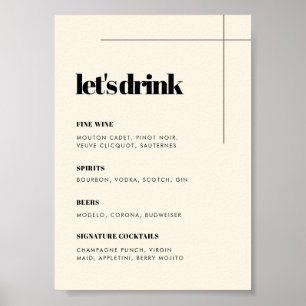 Einfache Bar mit elegantem und schicken Hochzeitsm Poster