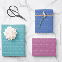Einfache Bärenformen mit Bäumen und Herzensurlaub Geschenkpapier Set